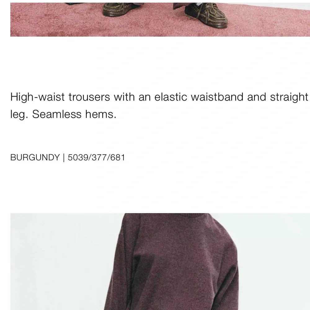 Zara NWT burgundy soft elastic waistband straight leg knit casual pants